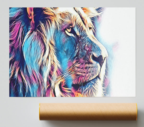 Cool Blues Lion Print
