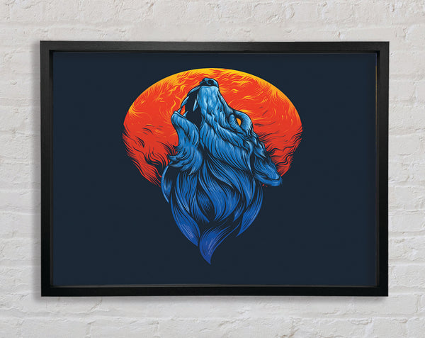 Wolf Howl Orange Moon Framed Print