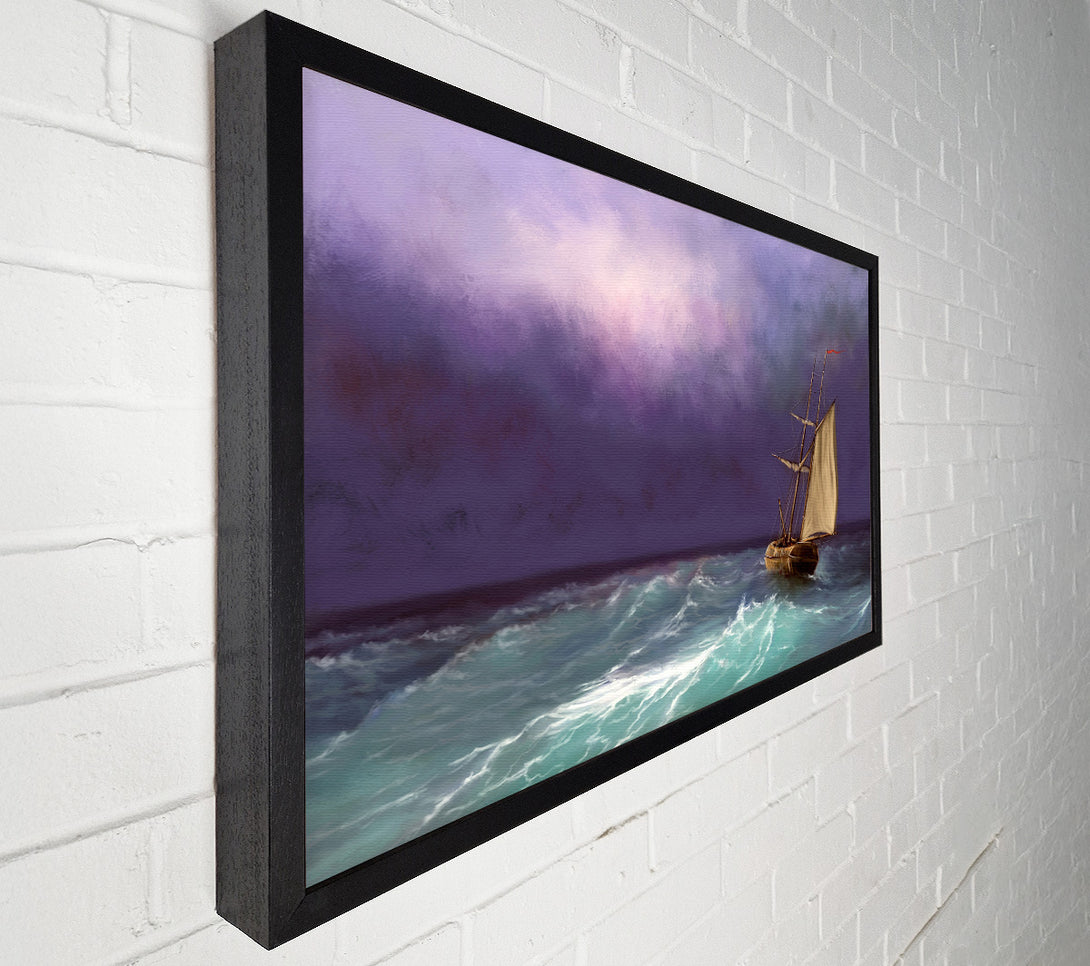  A Canvas Print of The Ship In The Crashing Ocean Canvas Print