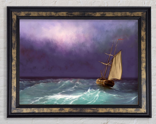The Ship In The Crashing Ocean Framed Print
