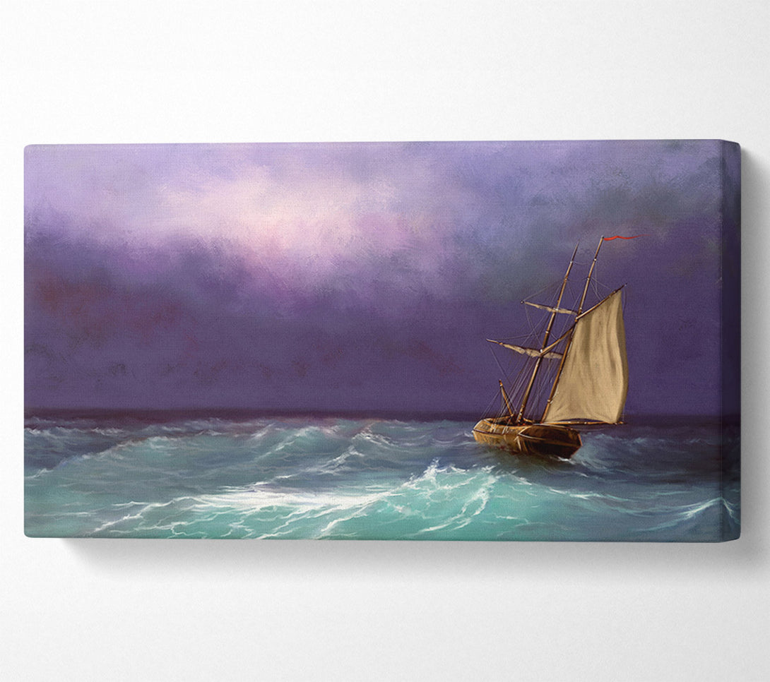  A Canvas Print of The Ship In The Crashing Ocean Canvas Print