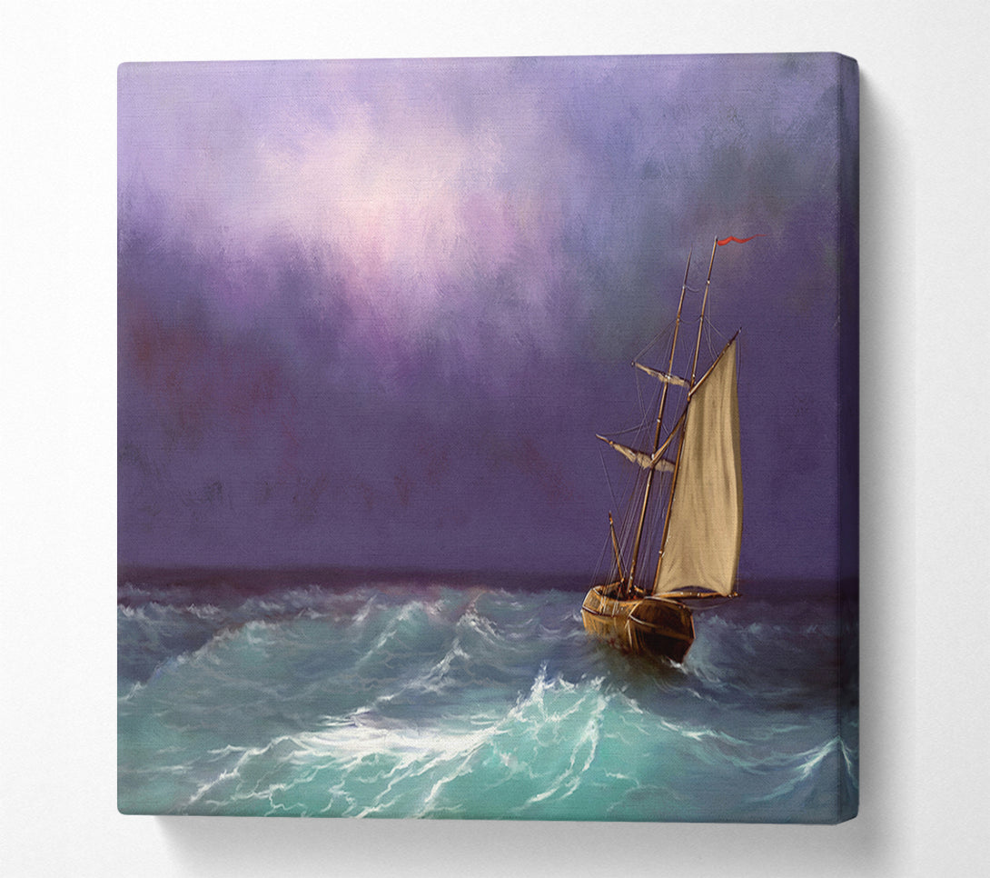  A Canvas Print of The Ship In The Crashing Ocean Canvas Print