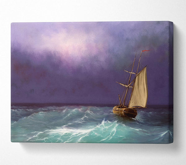  A Canvas Print of The Ship In The Crashing Ocean Canvas Print