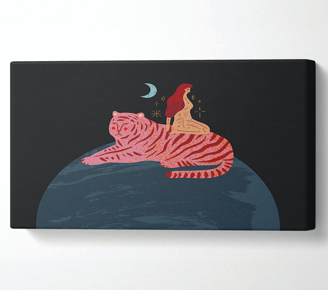  A Canvas Print of Woman And Tiger Planet Canvas Print