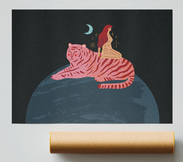Woman And Tiger Planet Giclee Print