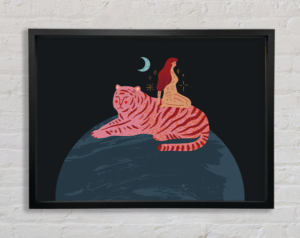 Woman And Tiger Planet Framed Print