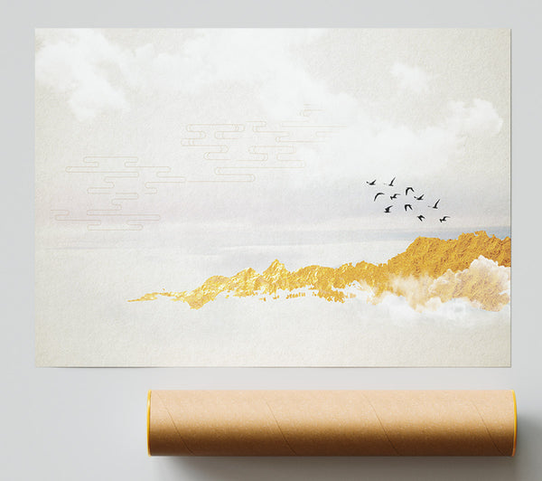 Orange Coast And Birds Poster