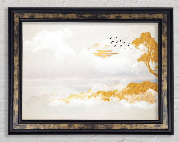 Orange Coast Tree Birds Framed Print