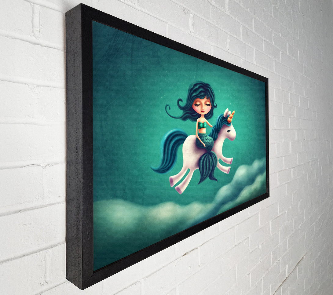  A Canvas Print of Mermaid Riding A Unicorn Canvas Art