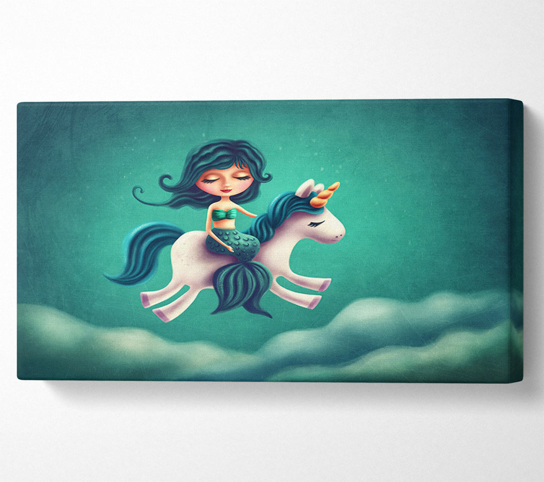  A Canvas Print of Mermaid Riding A Unicorn Canvas Art