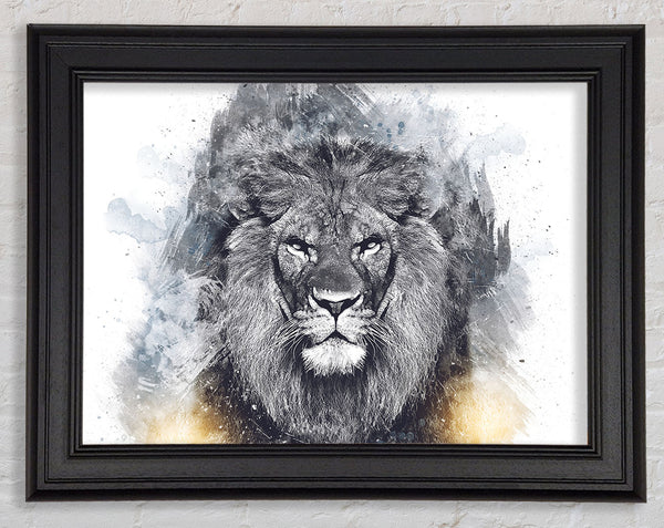 Lion Distortion Grunge Framed Print
