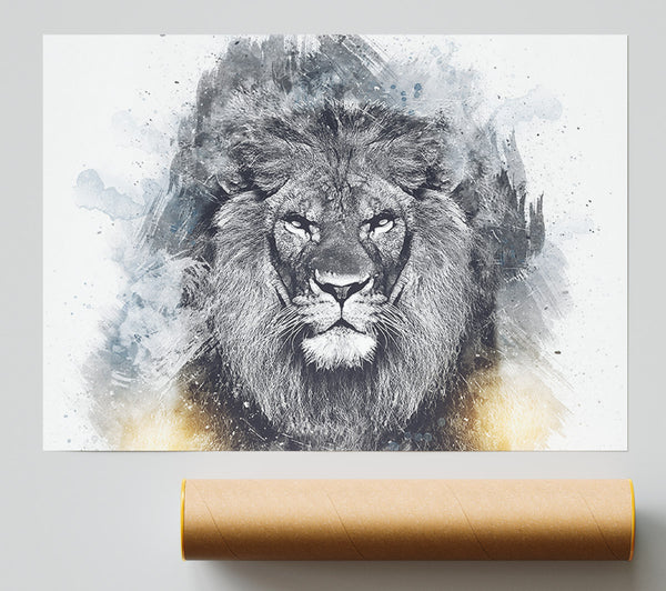 Lion Distortion Grunge Poster