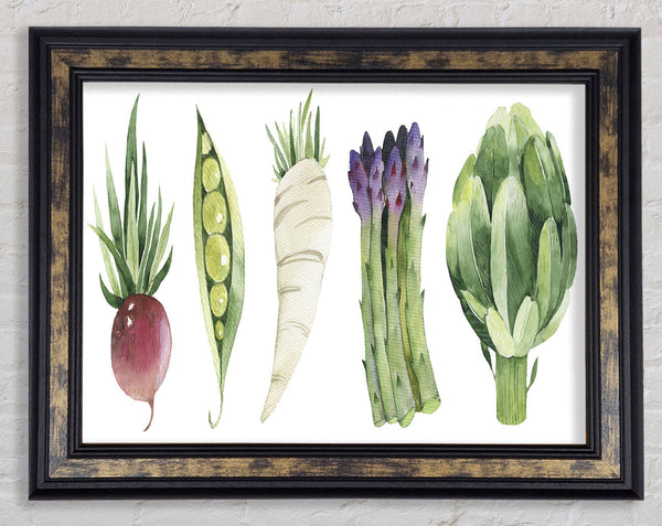 Set Of 5 Veg Framed Print