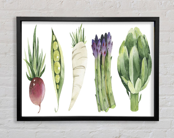 Set Of 5 Veg Framed Print