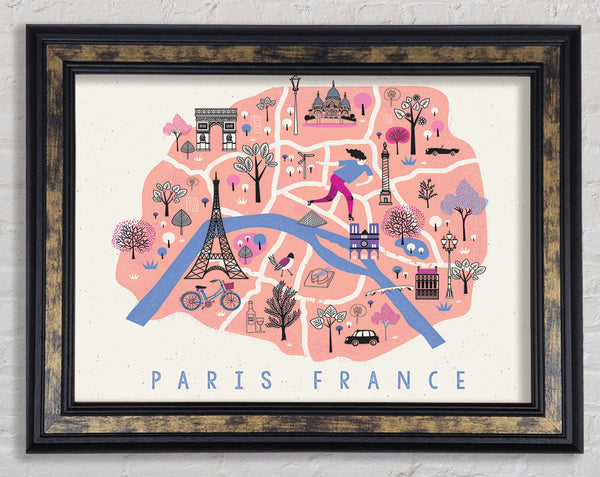The Little Map Of France Framed Print