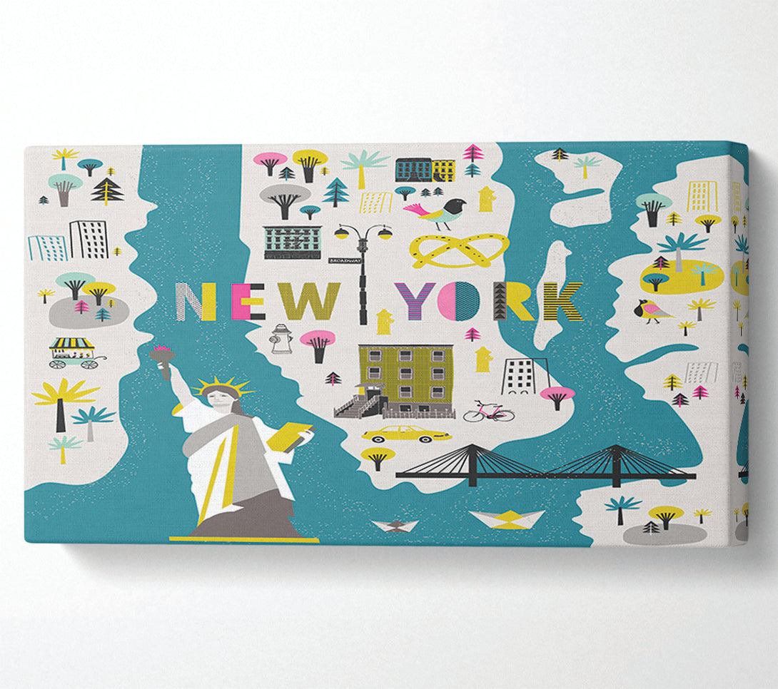  A Canvas Print of The Little Map Of New York Canvas Art