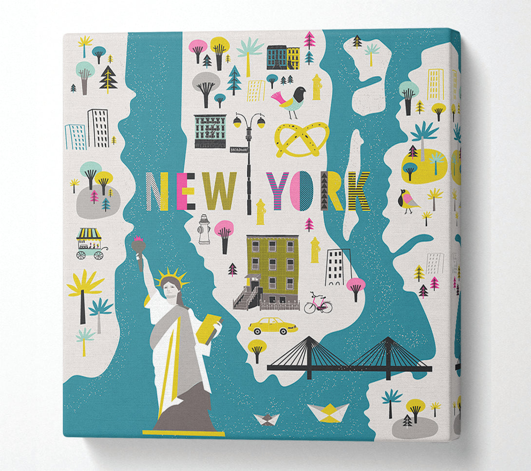  A Canvas Print of The Little Map Of New York Canvas Art