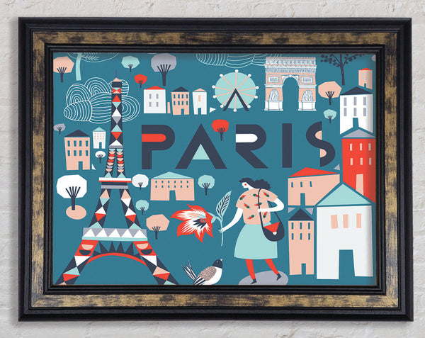 The Little Map Of Paris Framed Print
