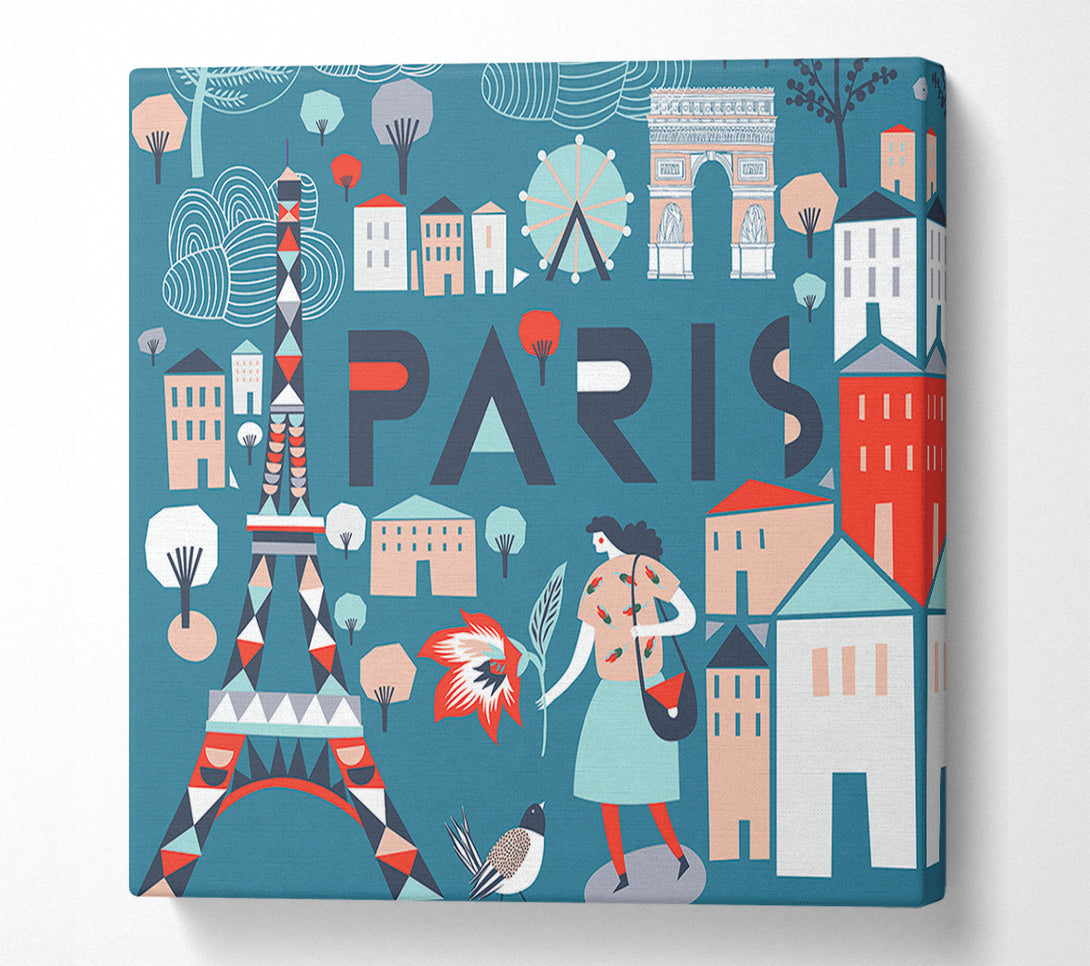  A Canvas Print of The Little Map Of Paris Canvas Art