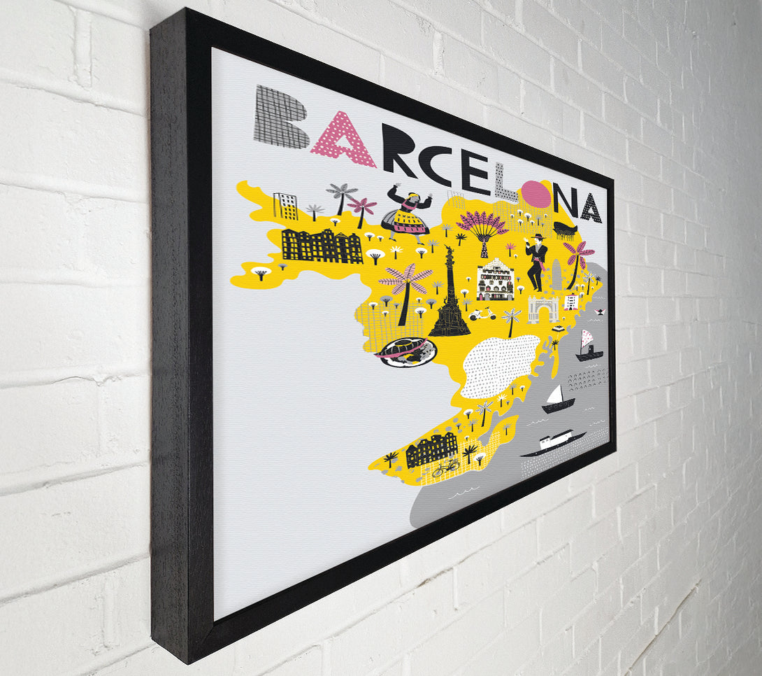  A Canvas Print of The Little Map Of Barcelona Canvas Print