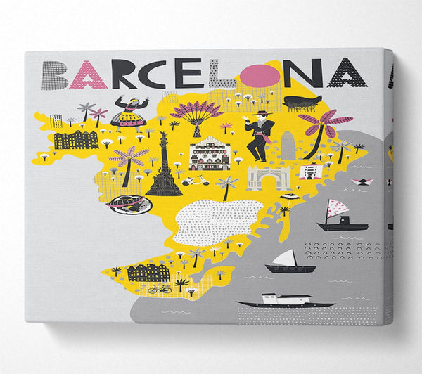  A Canvas Print of The Little Map Of Barcelona Canvas Print