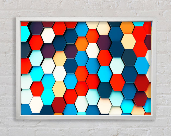 Honeycomb Pattern Grid Framed Print