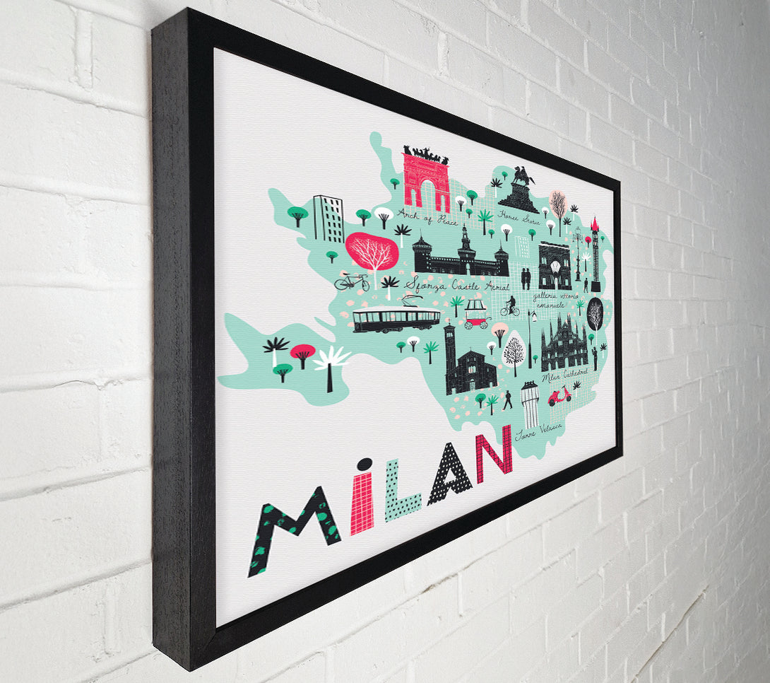  A Canvas Print of The Little Map Of Milan Canvas Art