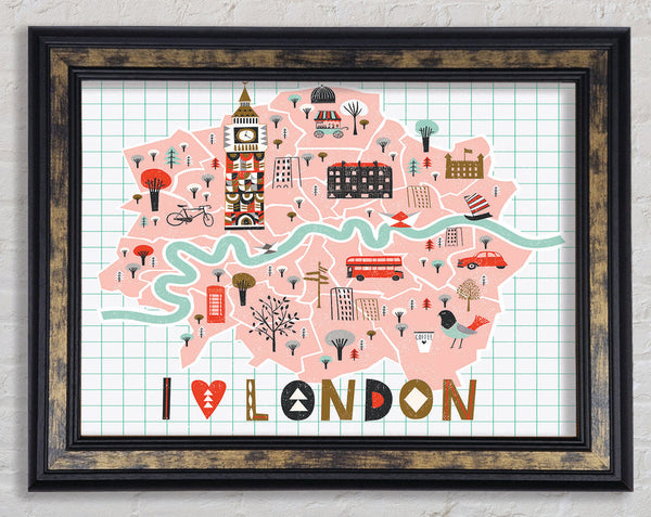 The Little Map Of London 2 Framed Print