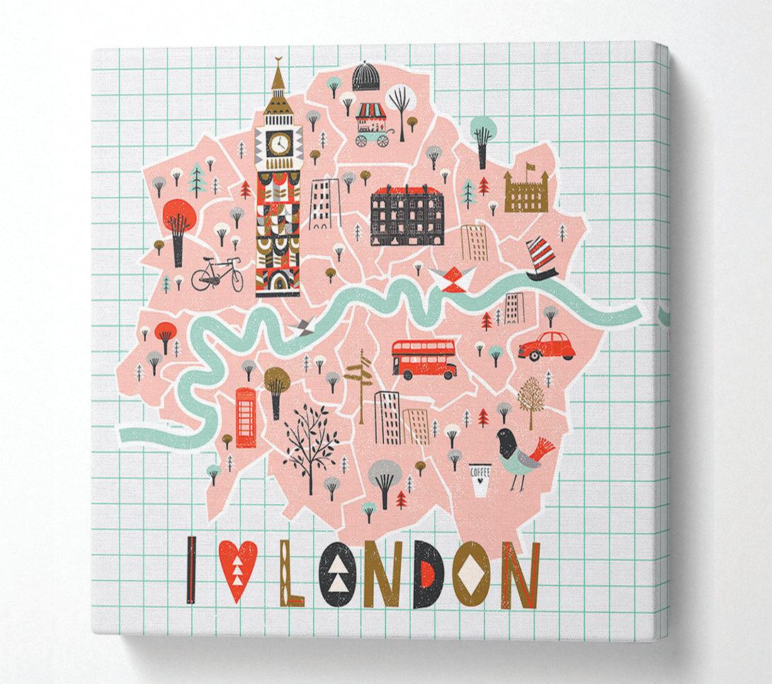  A Canvas Print of The Little Map Of London 2 Canvas Art