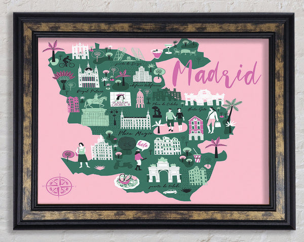 The Little Map Of Madrid Framed Print