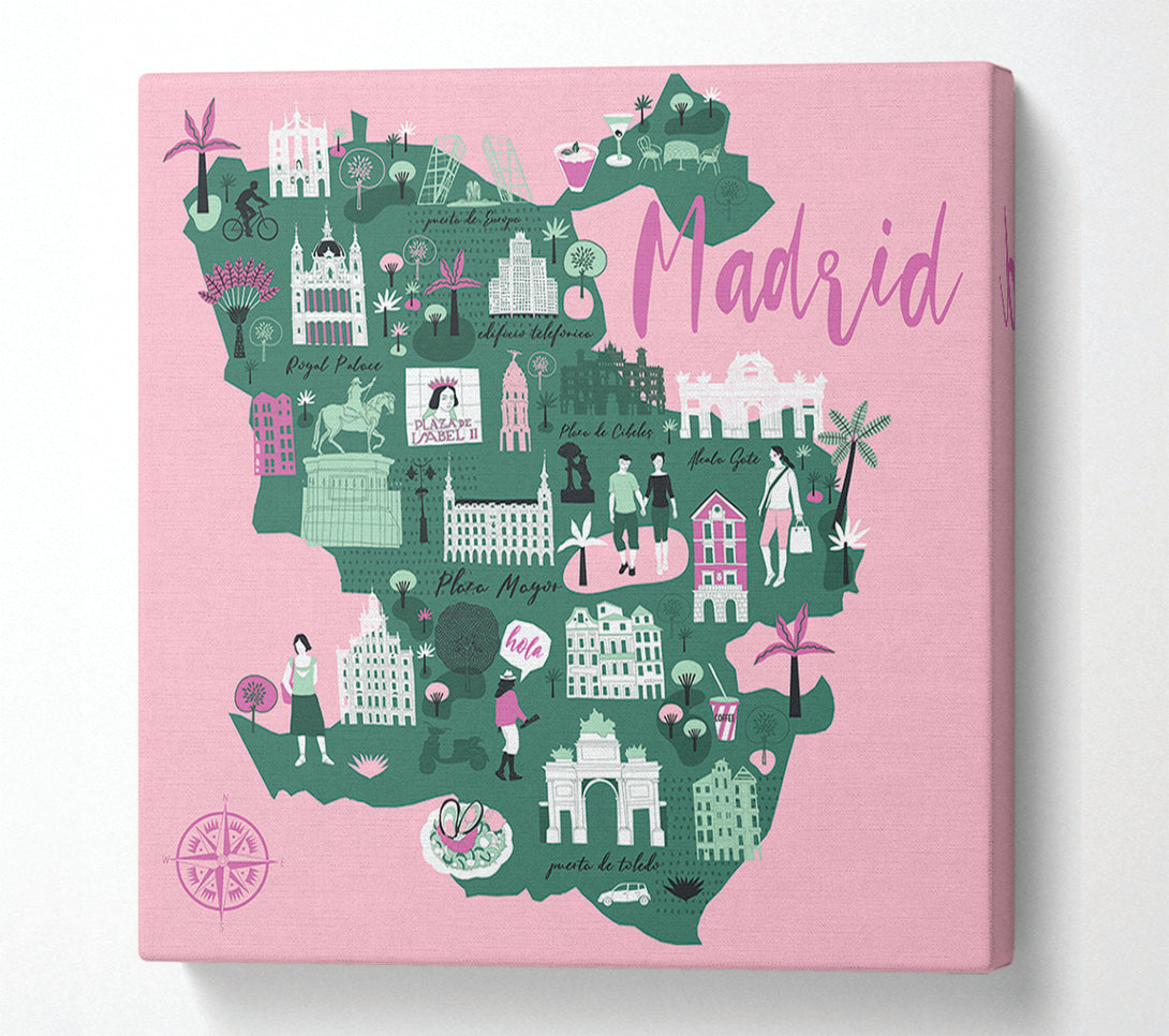  A Canvas Print of The Little Map Of Madrid Canvas Print