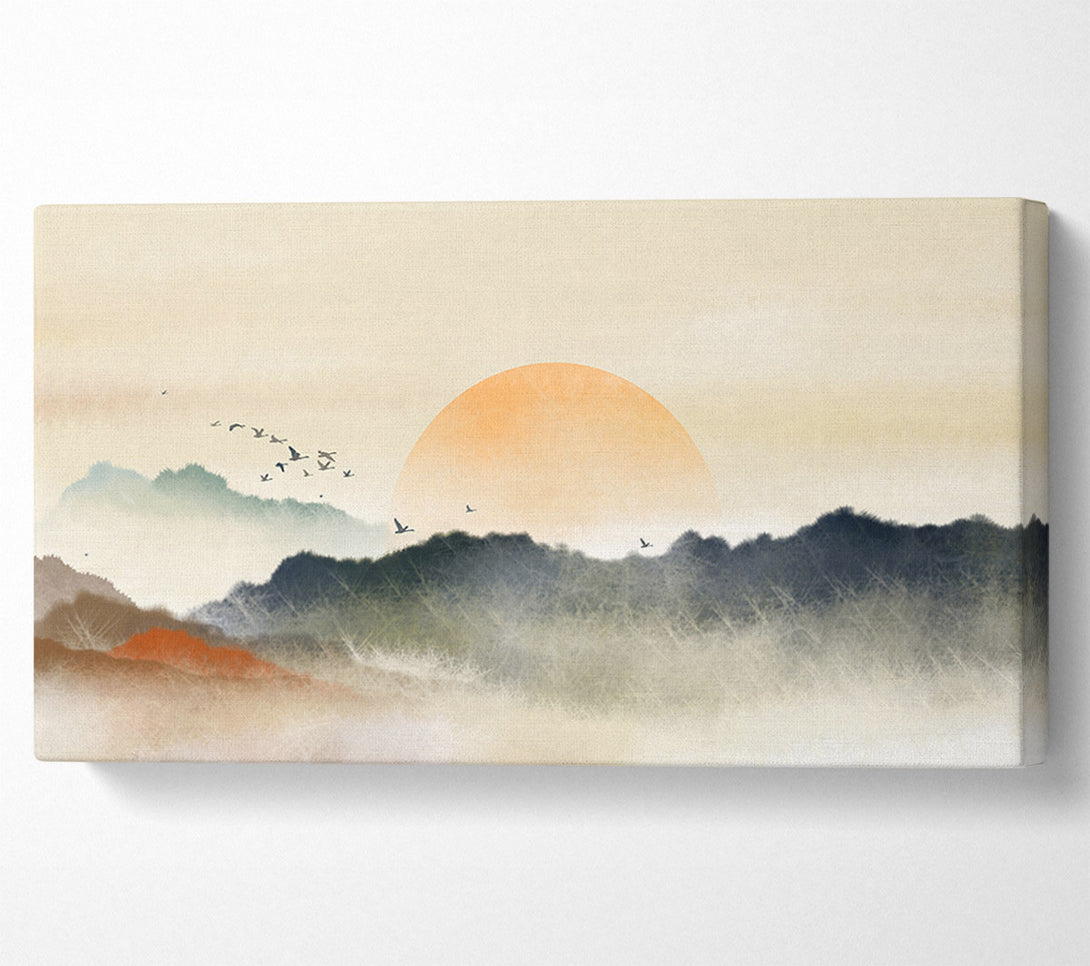  A Canvas Print of Sun Peeking Over The Sunset Canvas Art