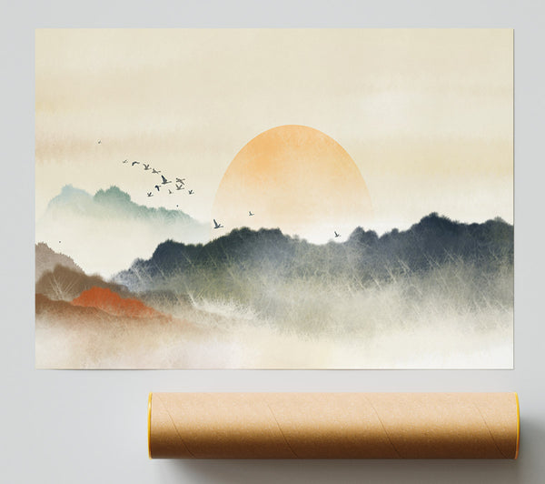 Sun Peeking Over The Sunset Giclee Print