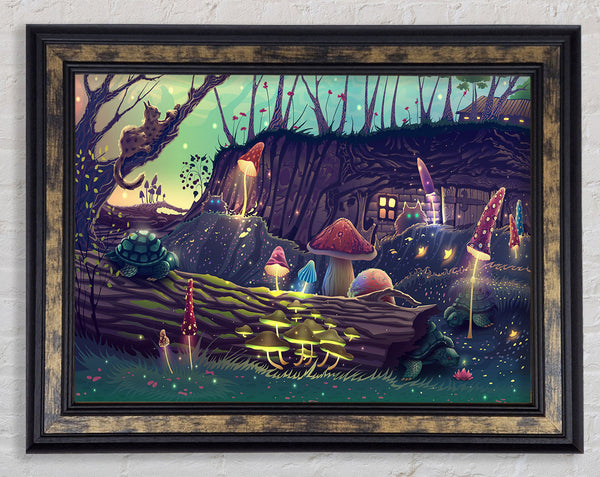 Toadstool Village Framed Print