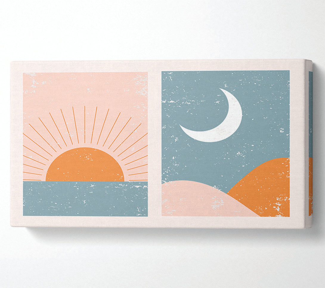  A Canvas Print of Sunrise Sunset Moon Canvas Art