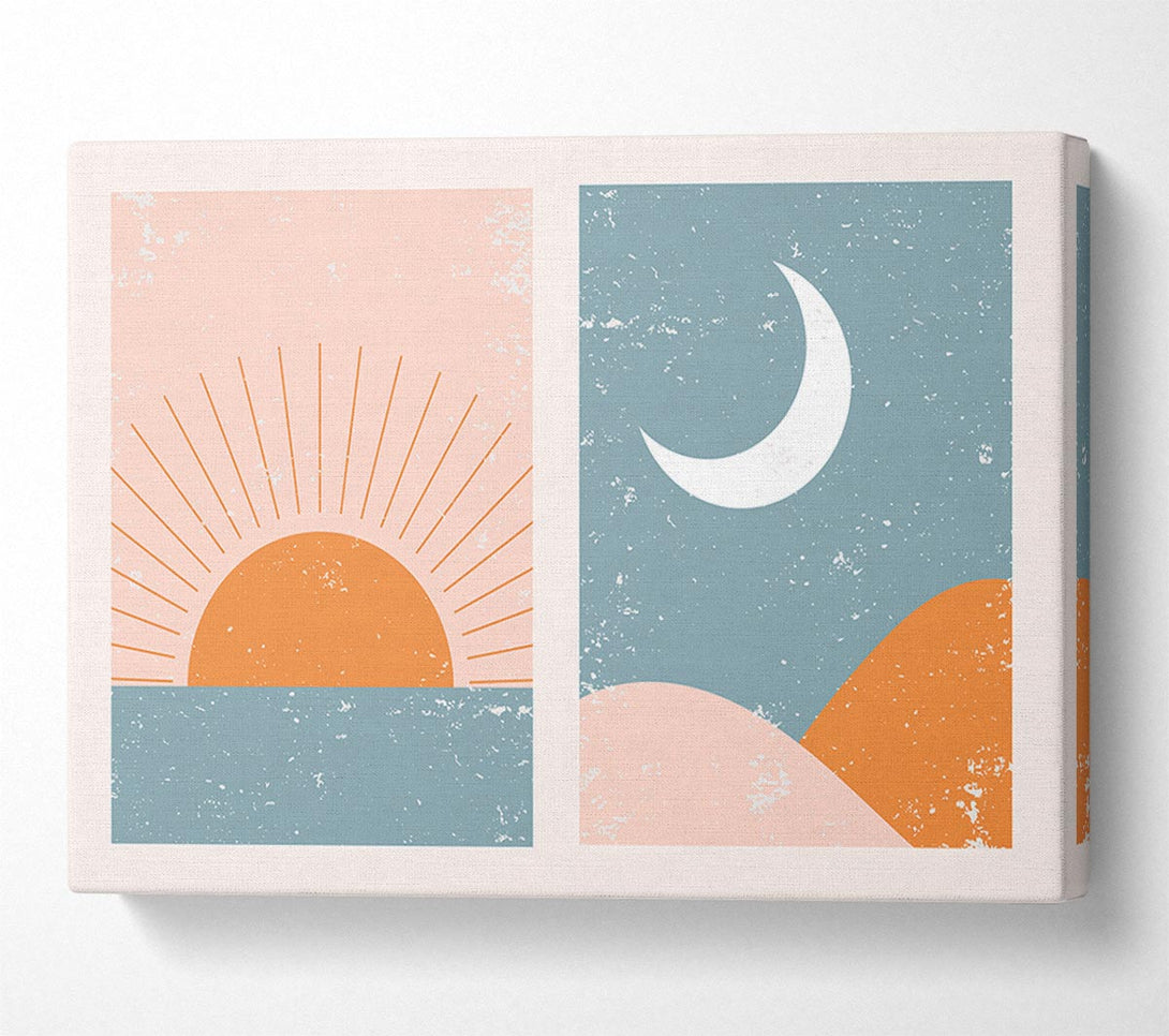  A Canvas Print of Sunrise Sunset Moon Canvas Art