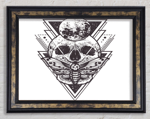 Death Moth Skull Triangles Framed Print