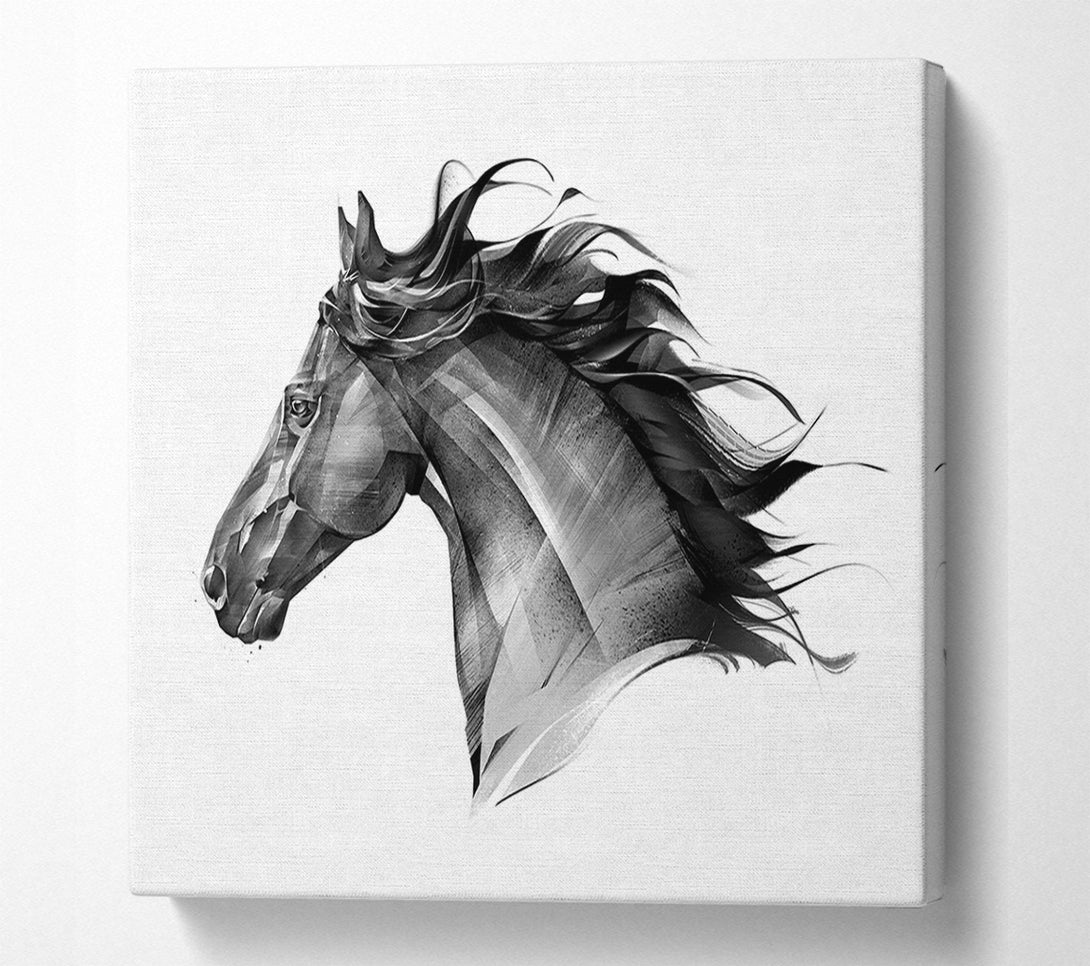  A Canvas Print of Black Horse Flow Canvas Wall Art