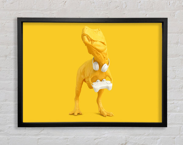 Yellow Dinosaur Gamer Framed Print
