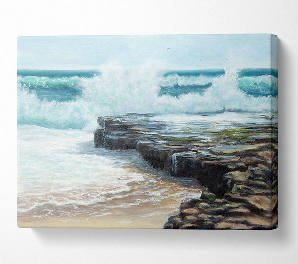  A Canvas Print of Waves Hitting The Rocks Canvas Wall Art