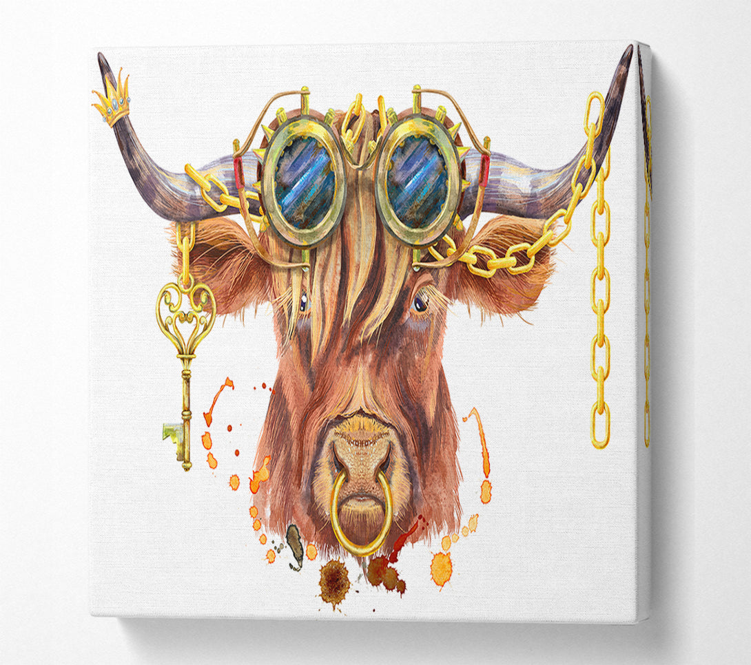  A Canvas Print of The Highland Cow Goggles Canvas Art