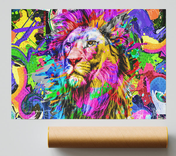 Rainbow Vivid Lion Poster