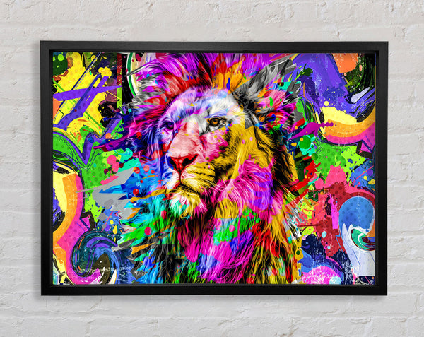 Rainbow Vivid Lion Framed Print