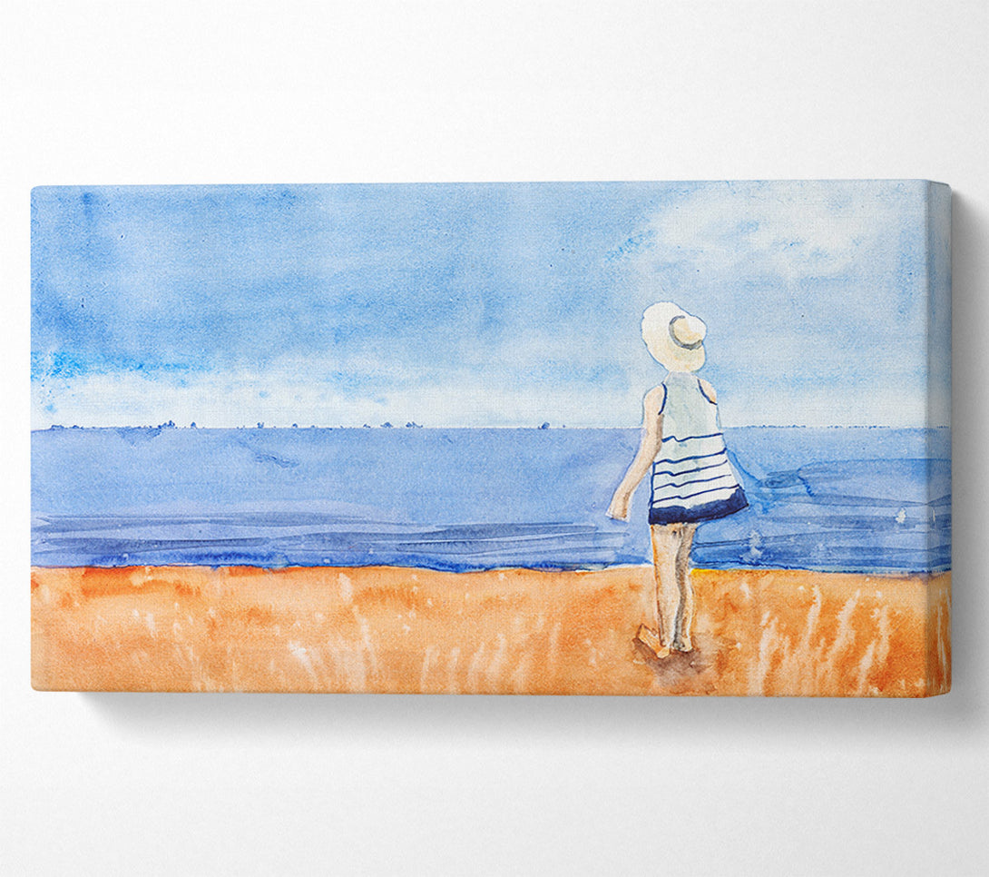  A Canvas Print of Woman Looking Out To Sea Canvas Art