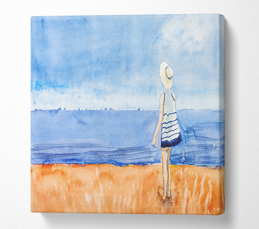  A Canvas Print of Woman Looking Out To Sea Canvas Art