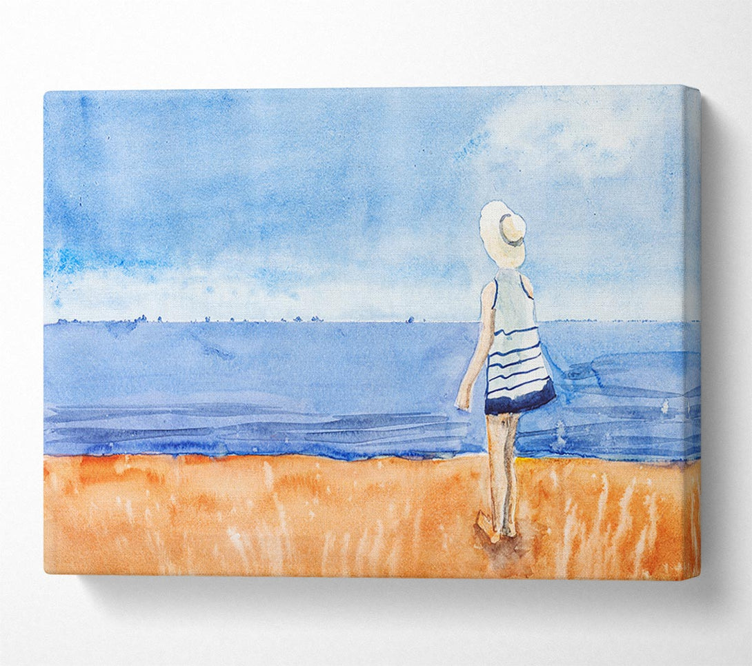  A Canvas Print of Woman Looking Out To Sea Canvas Art