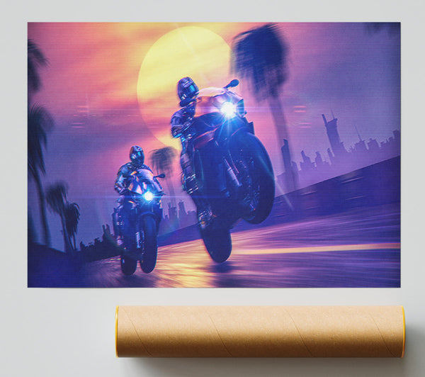 Biking Through Town Print