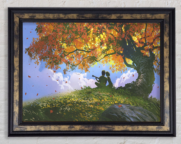 Red Autumn Tree Song Framed Print