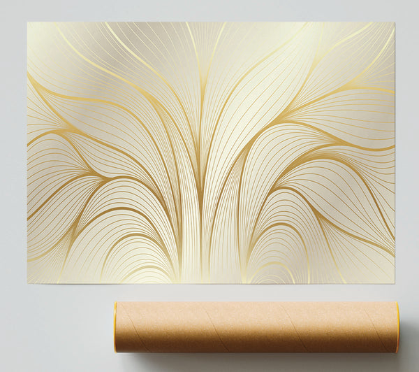 Gold Leaf Lines Print