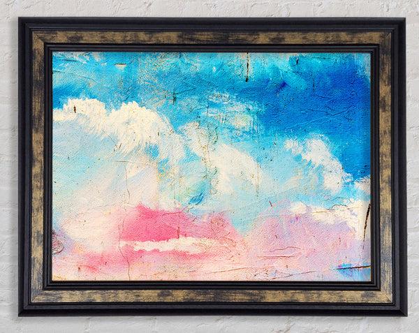Pink Blue And White Dab Framed Print